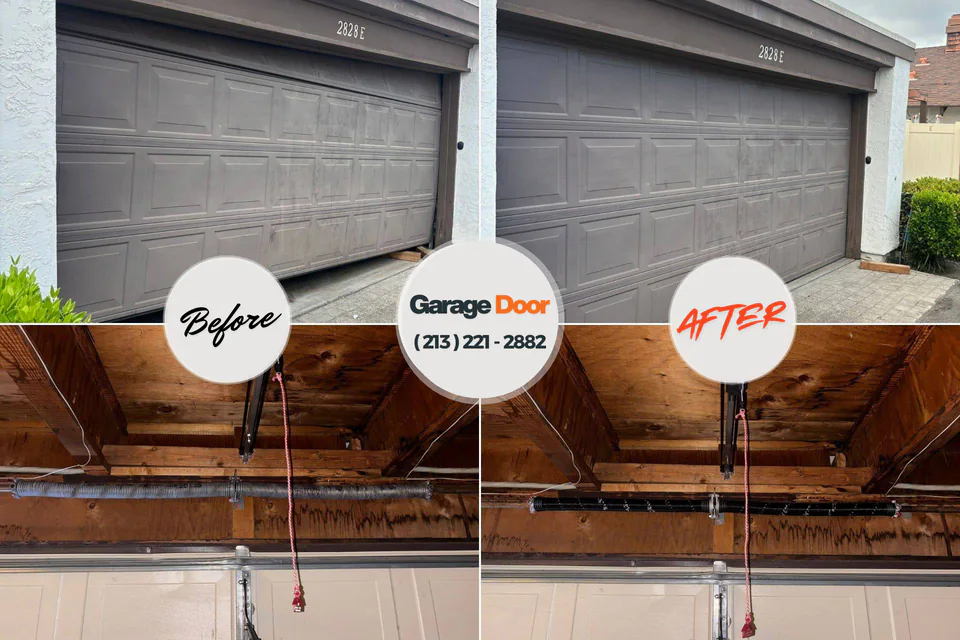 Before and after: garage door repair Santa Clara, OR